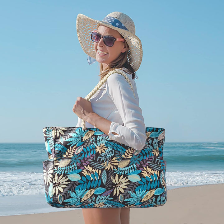 Large waterproof sandproof vacation bag, perfect for tropical getaways.