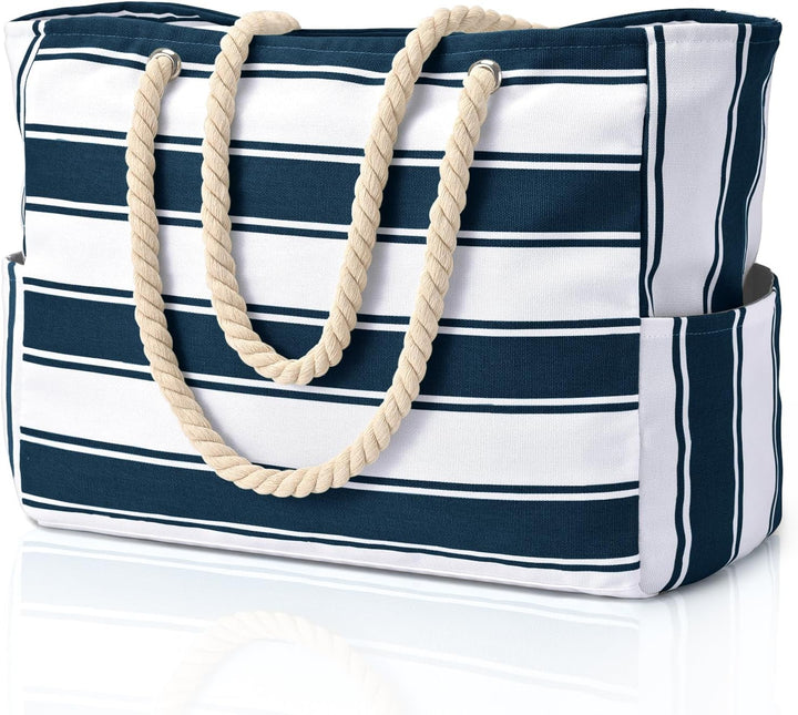 Large green sandproof beach bag, waterproof, with convenient access.
