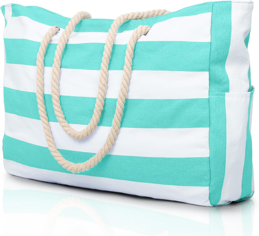 Green waterproof utility beach bag, large, sandproof, for tools & more.
