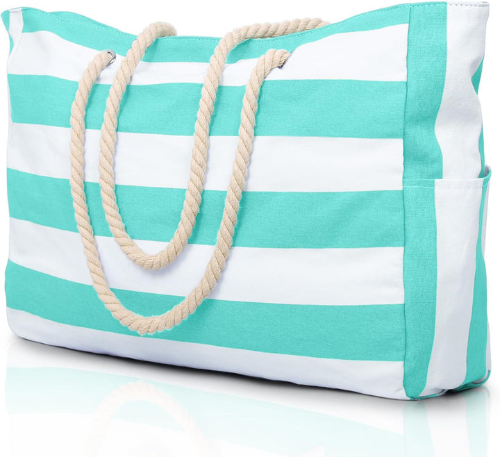 Green waterproof utility beach bag, large, sandproof, for tools & more.