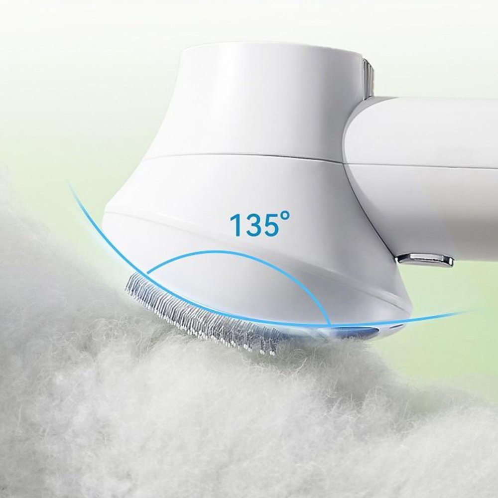 Ergonomic pet dryer with integrated grooming brush for dogs. Speeds up drying and brushing, a key dog care supply.