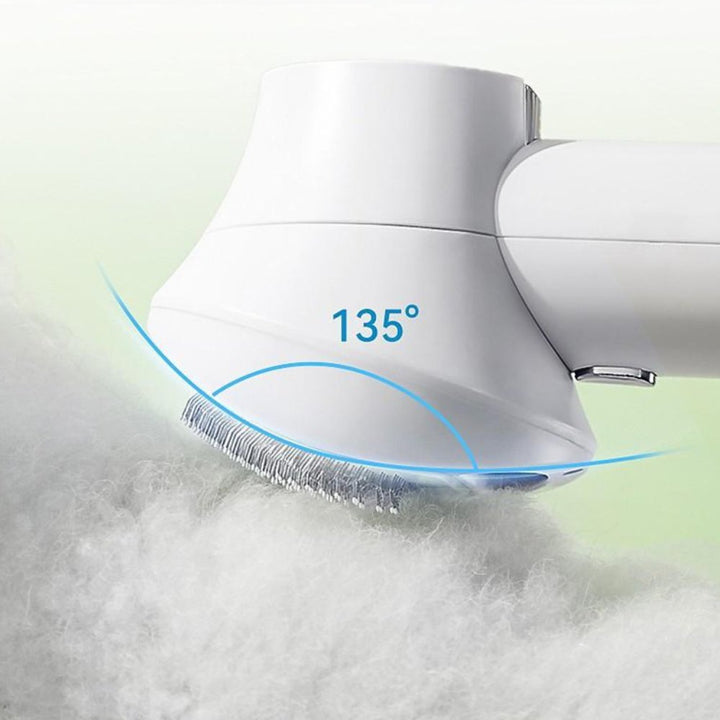 Ergonomic pet dryer with integrated grooming brush for dogs. Speeds up drying and brushing, a key dog care supply.