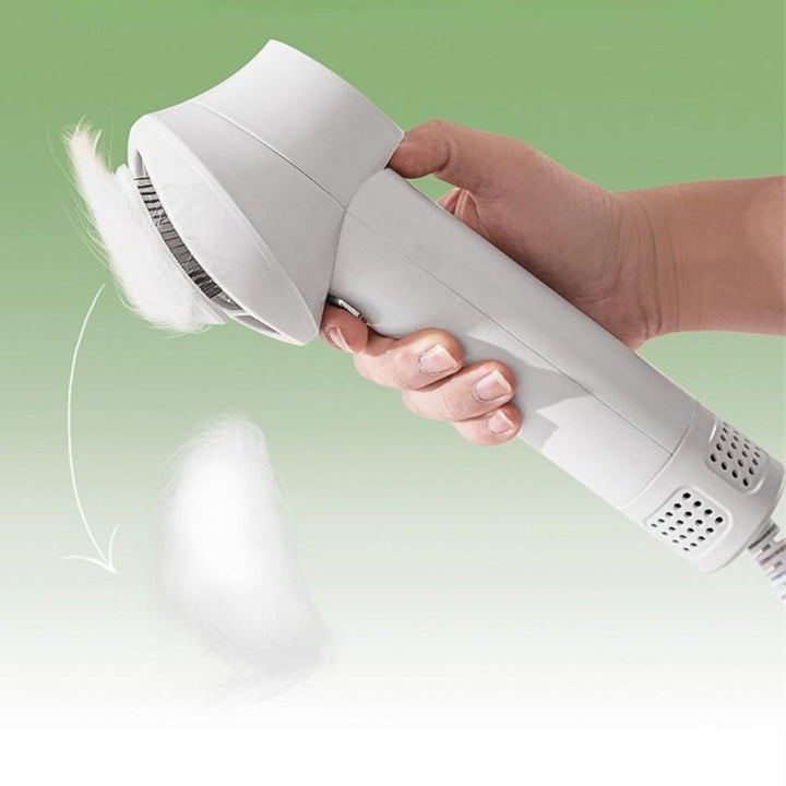 Efficient 2-in-1 pet grooming brush & dog dryer in white & lavender. Perfect dog care supplies for quick drying.