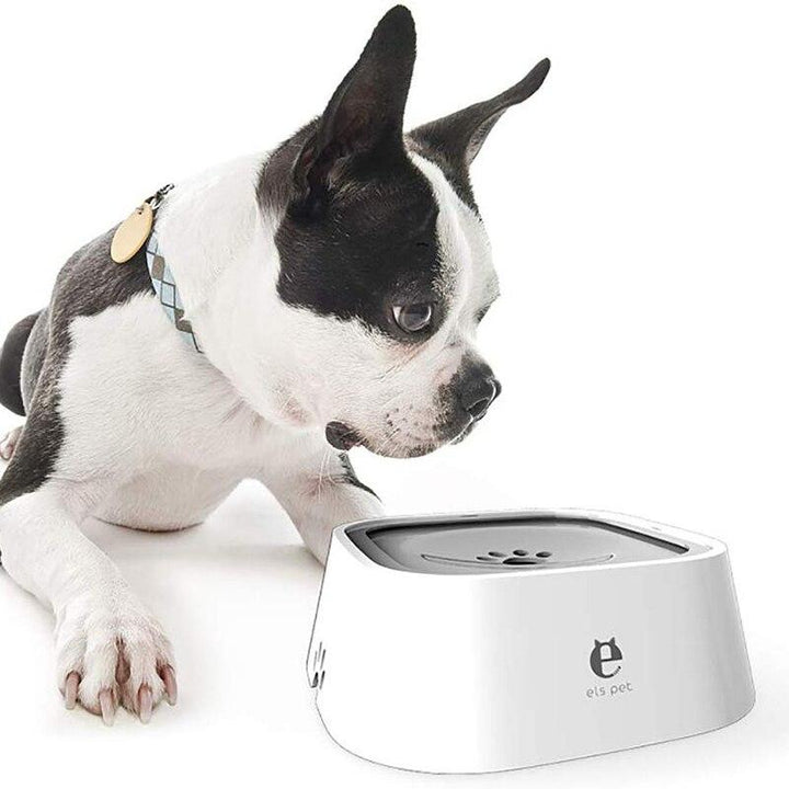 Leak-proof pet water bowl, grey, no-spill design, ideal for dog or cat travel