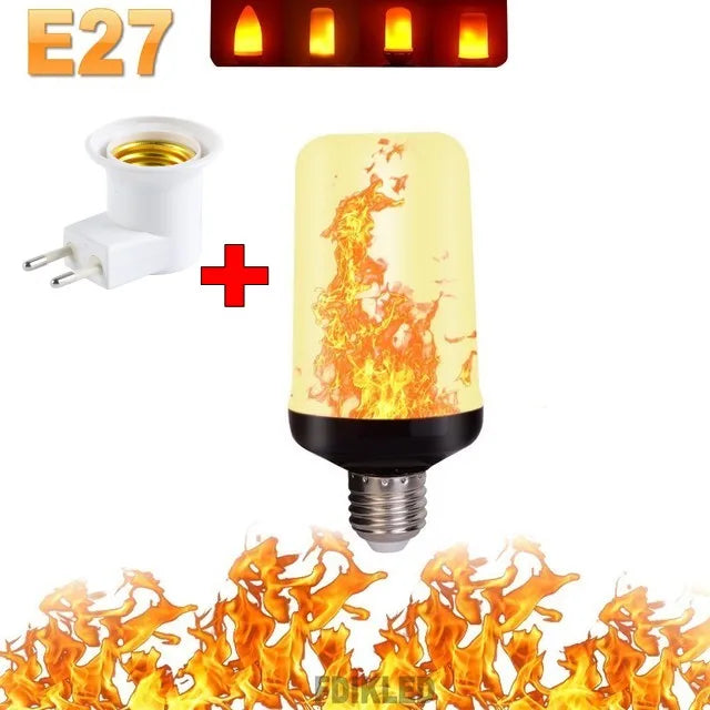 Energy-efficient LED flame effect light, an E27 bulb for unique ambient and atmospheric lighting.