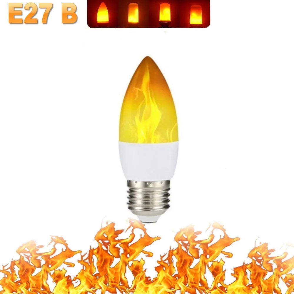 LED flame effect light creating dynamic fire ambiance. Perfect mood lamp for cozy home lighting.