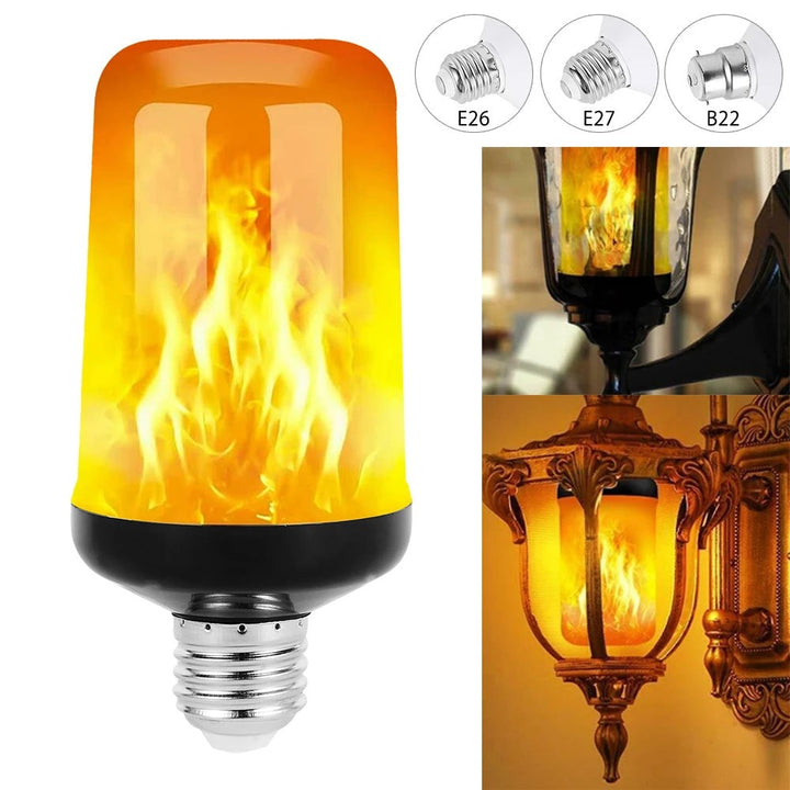 Cozy ambient lighting with an LED flame effect light. Dynamic modes create a warm, inviting fire bulb glow.