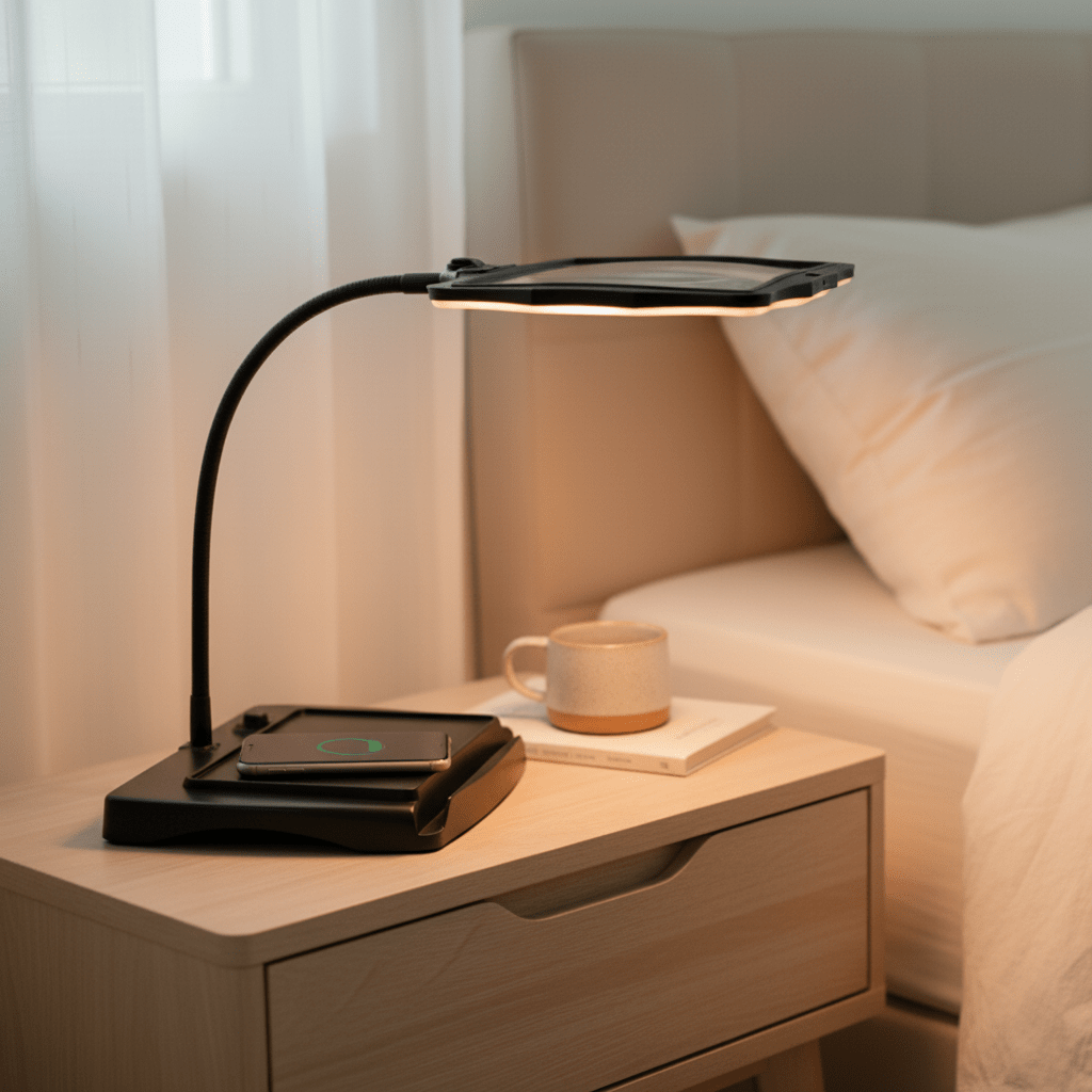 LED Magnifying Lamp with flexible arm for detailed reading & craft work, perfect for hobbies & workspace.