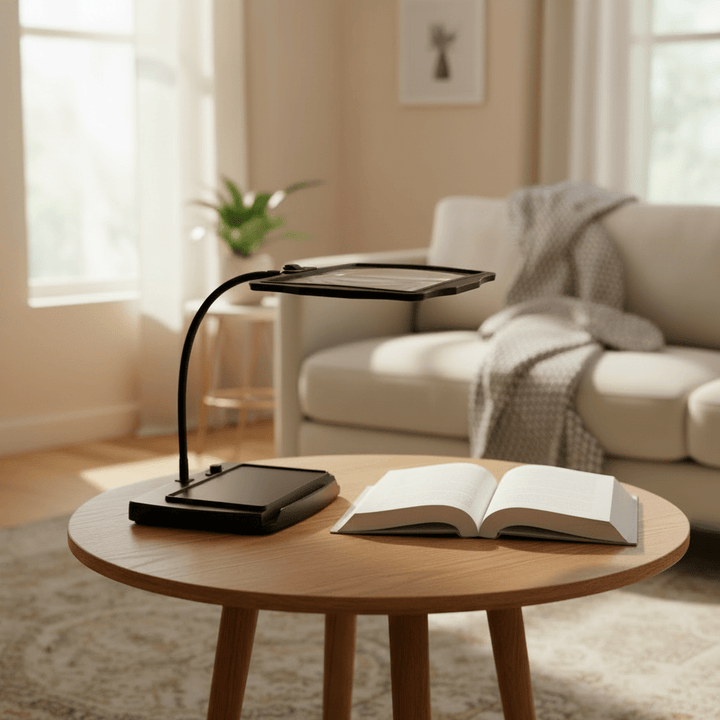 Ergonomic LED craft light with large magnifier for comfortable, detailed reading & close-up hobby tasks.