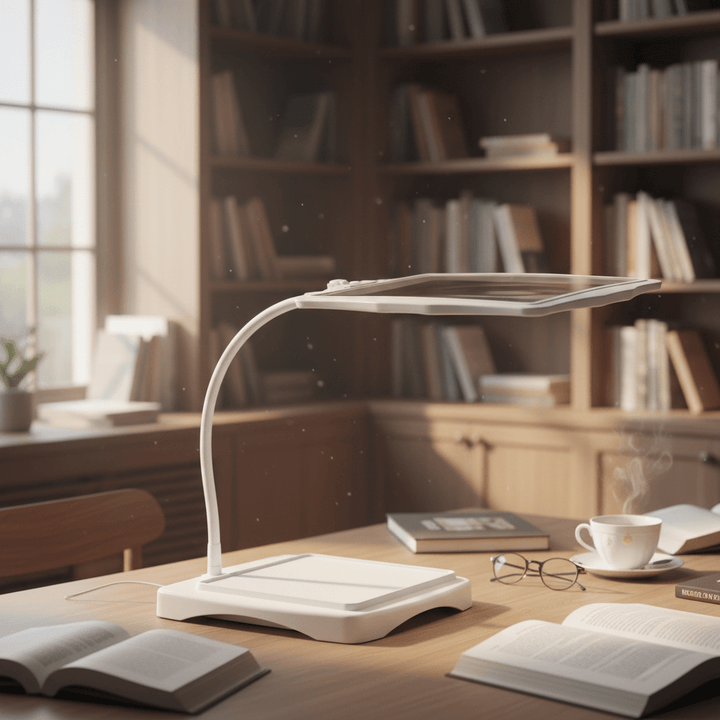 Crisp LED magnification lamp enhancing visibility for intricate crafts, model making & fine print reading.