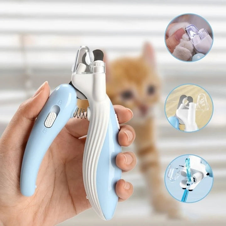 Pet nail care tool, LED safety clippers for cats & dogs, preventing over-cutting with bright light