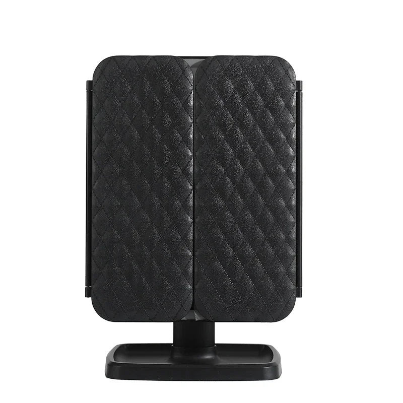 Achieve perfect makeup with this LED tri-fold vanity mirror featuring 3 adjustable light colors for precision.