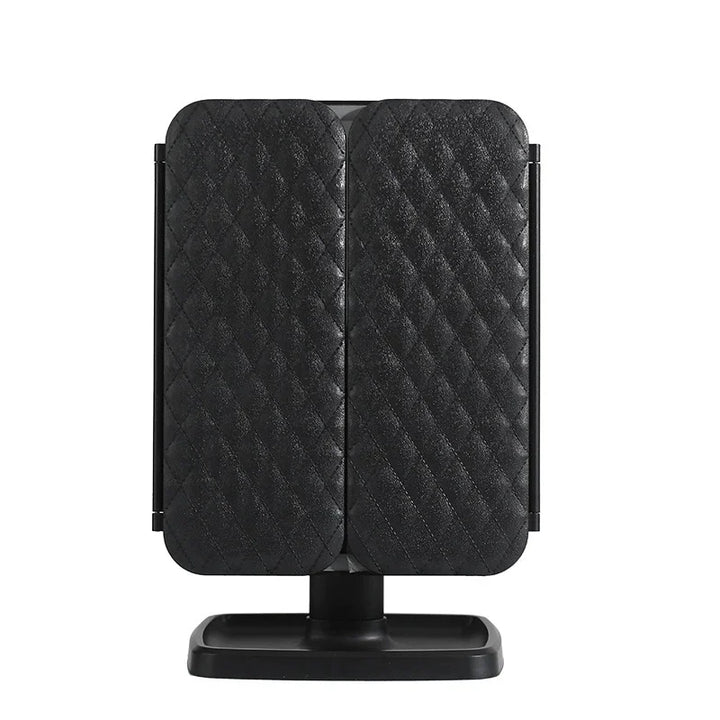 Achieve perfect makeup with this LED tri-fold vanity mirror featuring 3 adjustable light colors for precision.