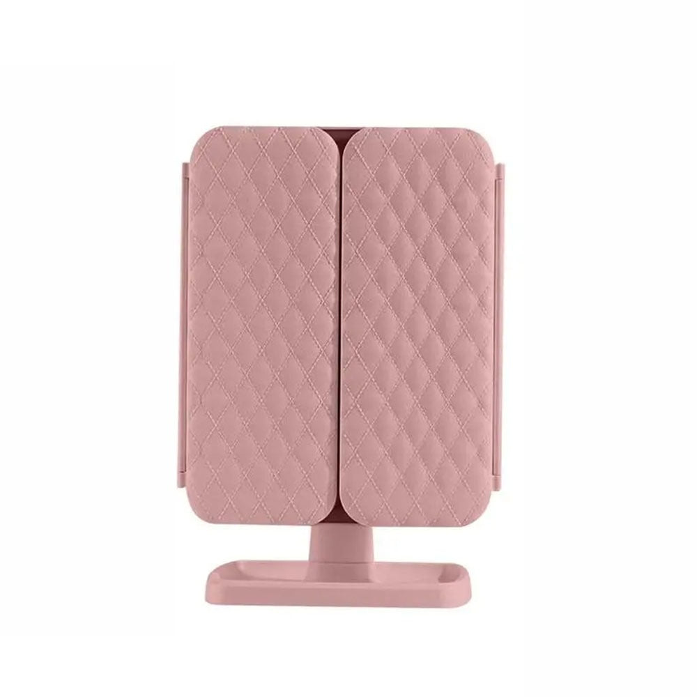 Tri-fold LED makeup mirror, 3 light colors, perfect for precision beauty & cosmetic tasks on your vanity.