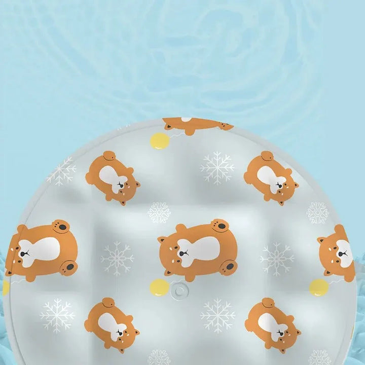 Spandex cooling cat mat with lemon design, provides ultimate summer comfort and is washable.