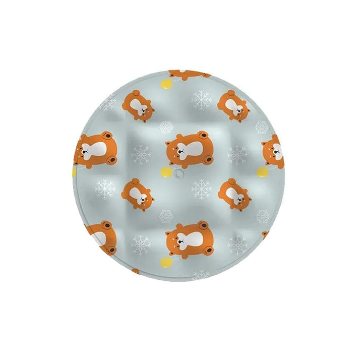 Lightweight, portable cooling pet bed, lemon-colored spandex ideal for travel and summer.