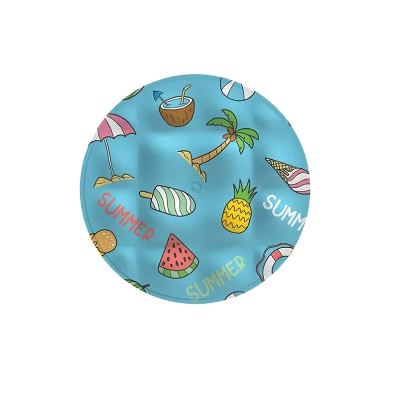 Vibrant lemon spandex cooling pet mat, durable and machine washable for year-round pet comfort.