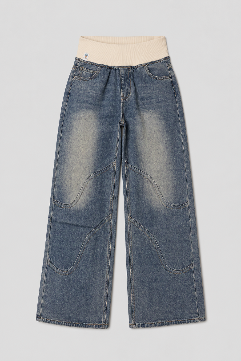 Light blue women's loose fit wide leg jeans, perfect for comfortable everyday casual style.