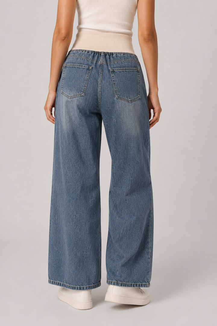 Effortlessly stylish women's light blue loose fit wide leg jeans, a must-have for trendy and comfortable casual outfits.