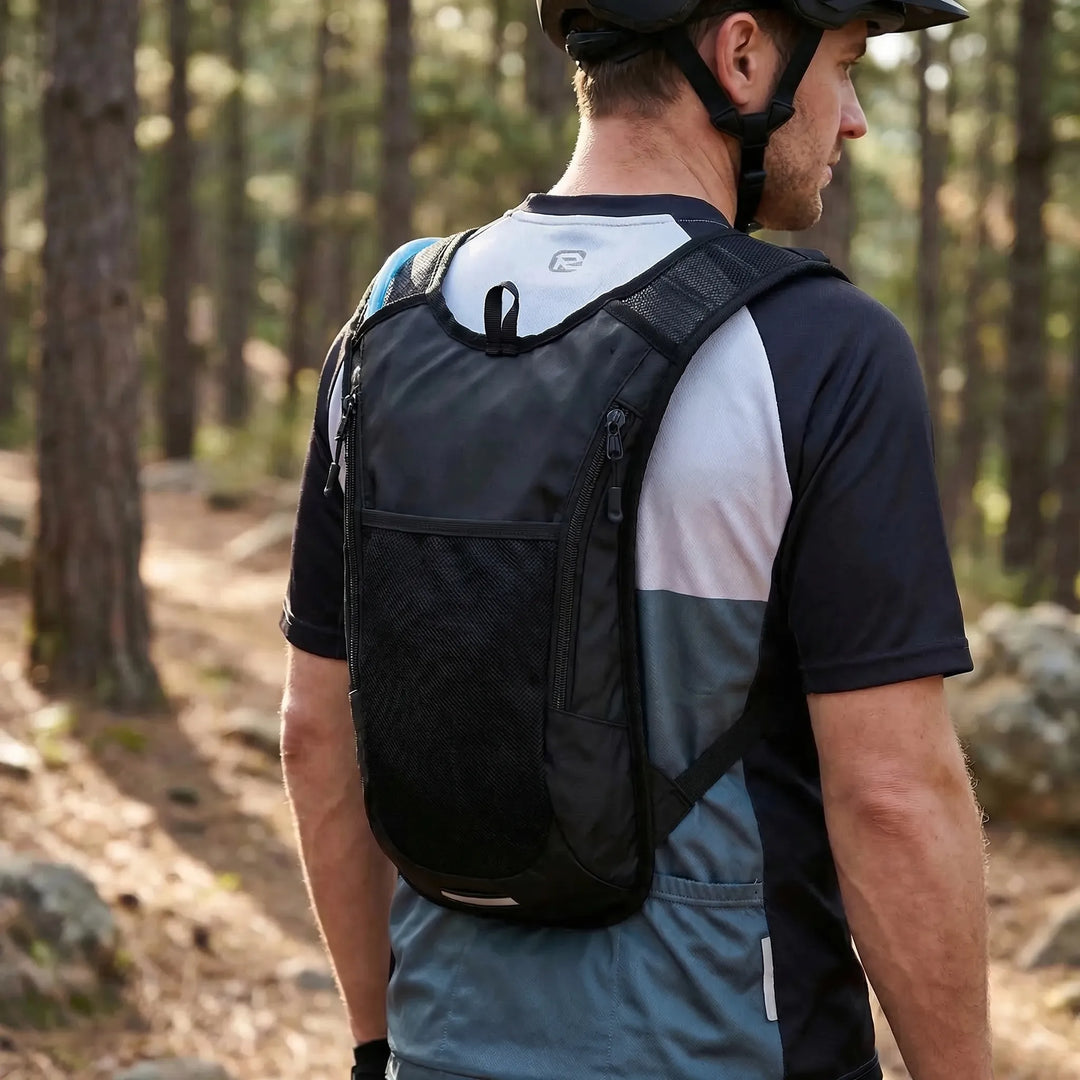 Lightweight 2.6 gallon cycling hydration backpack for long bike rides & outdoor adventures; water repellent sport pack.