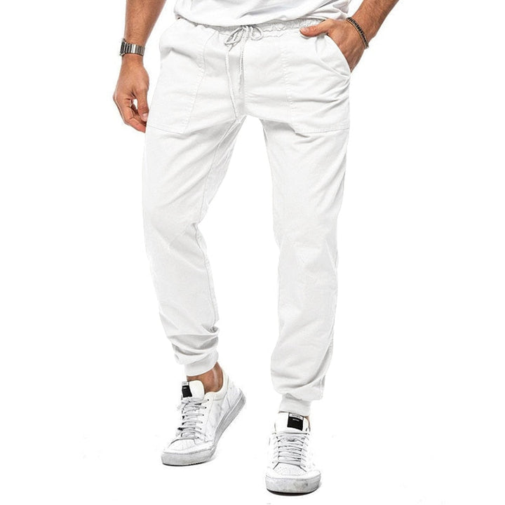 Stylish men's tailored fit linen joggers with 4-way stretch, offering a modern look and all-day comfort.