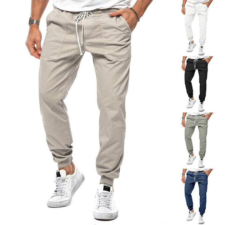 Ultimate comfort in men's lightweight linen stretch joggers, great for travel, casual, and relaxed style.