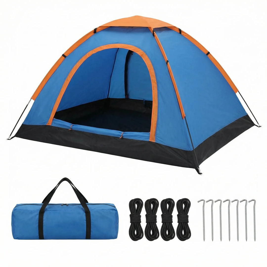 Easy setup 3-4 person lightweight dome tent, essential outdoor gear for family camping, hiking, & backpacking adventures.