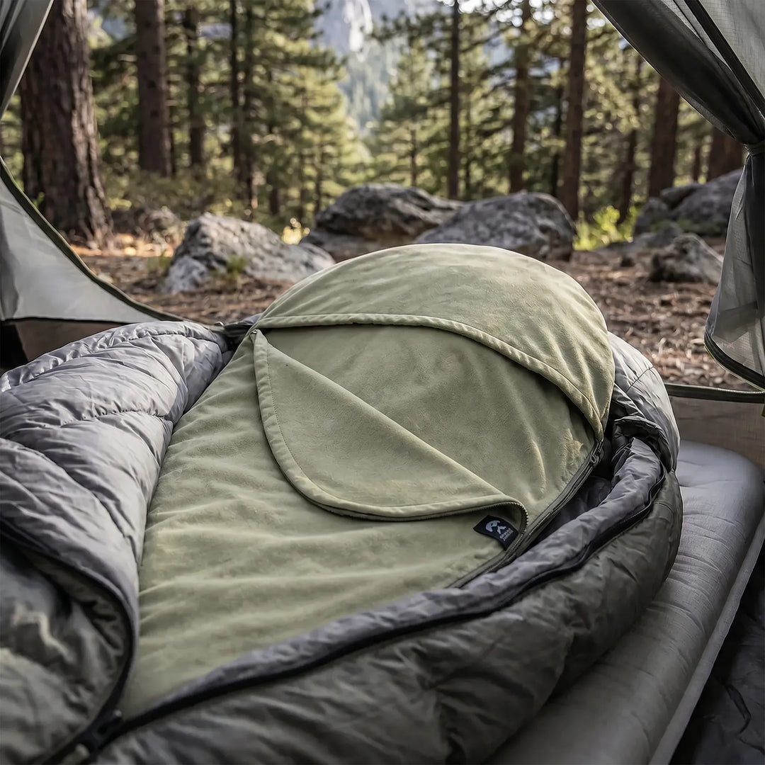 Lightweight rectangular sleeping bag liner for camping. Unisex travel comfort sleep sheet for hiking & outdoor living.