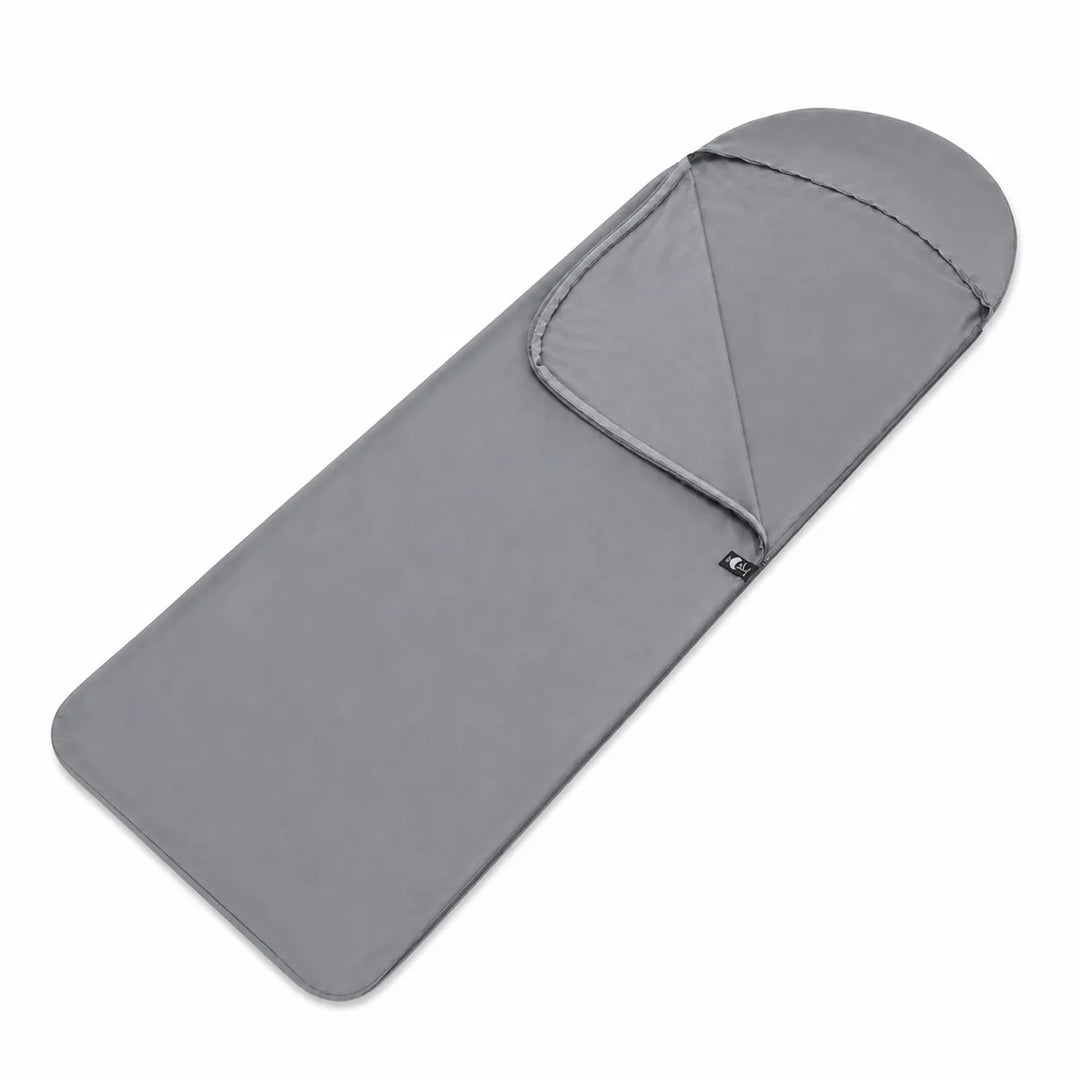 Compact, lightweight sleeping bag liner. Portable rectangular sleep sheet for camping, hiking, and travel comfort.