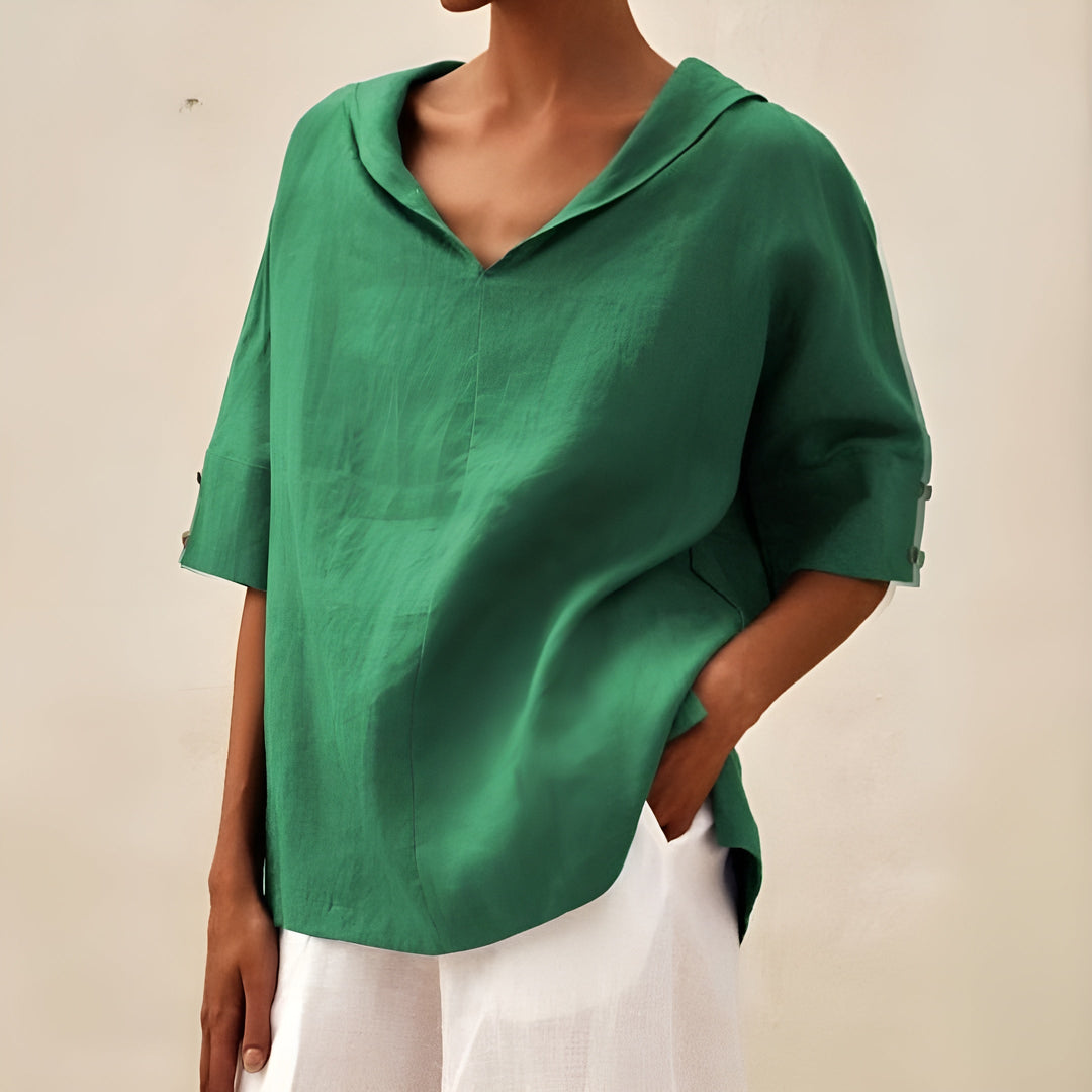 Soft, lightweight women's short sleeve blouse. Relaxed fit for comfortable everyday wear & summer fashion.