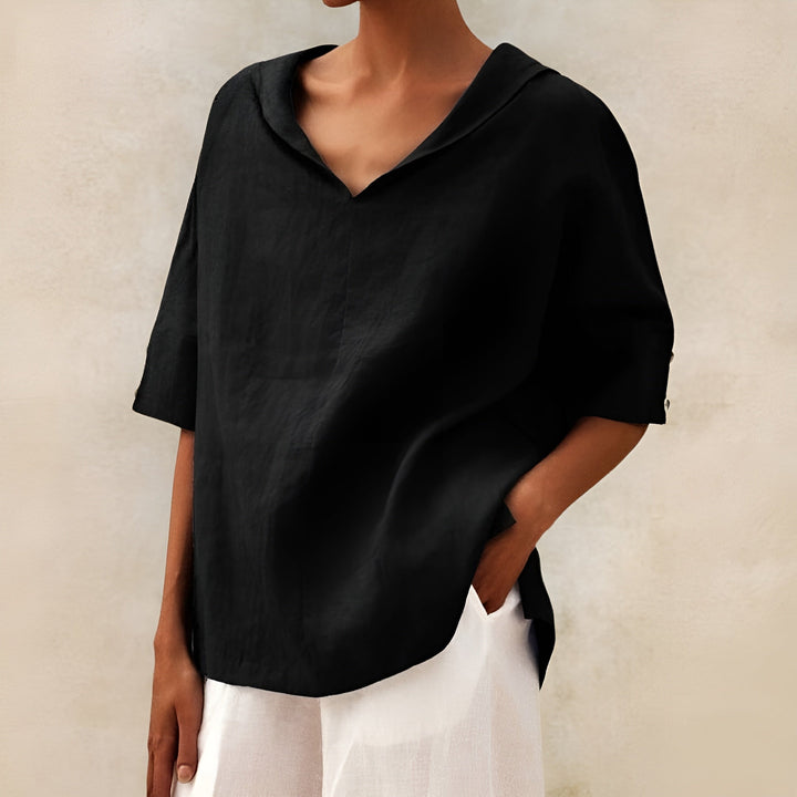 Women's comfortable lightweight short sleeve blouse. Relaxed fit, versatile top for casual summer & everyday wear.