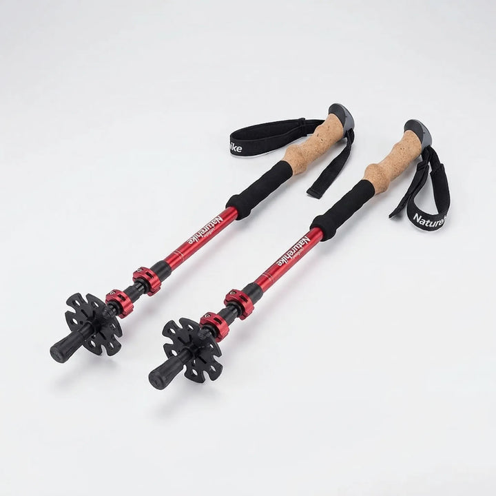Full set of lightweight, carbon fiber hiking poles with accessories, essential outdoor gear for adventure.