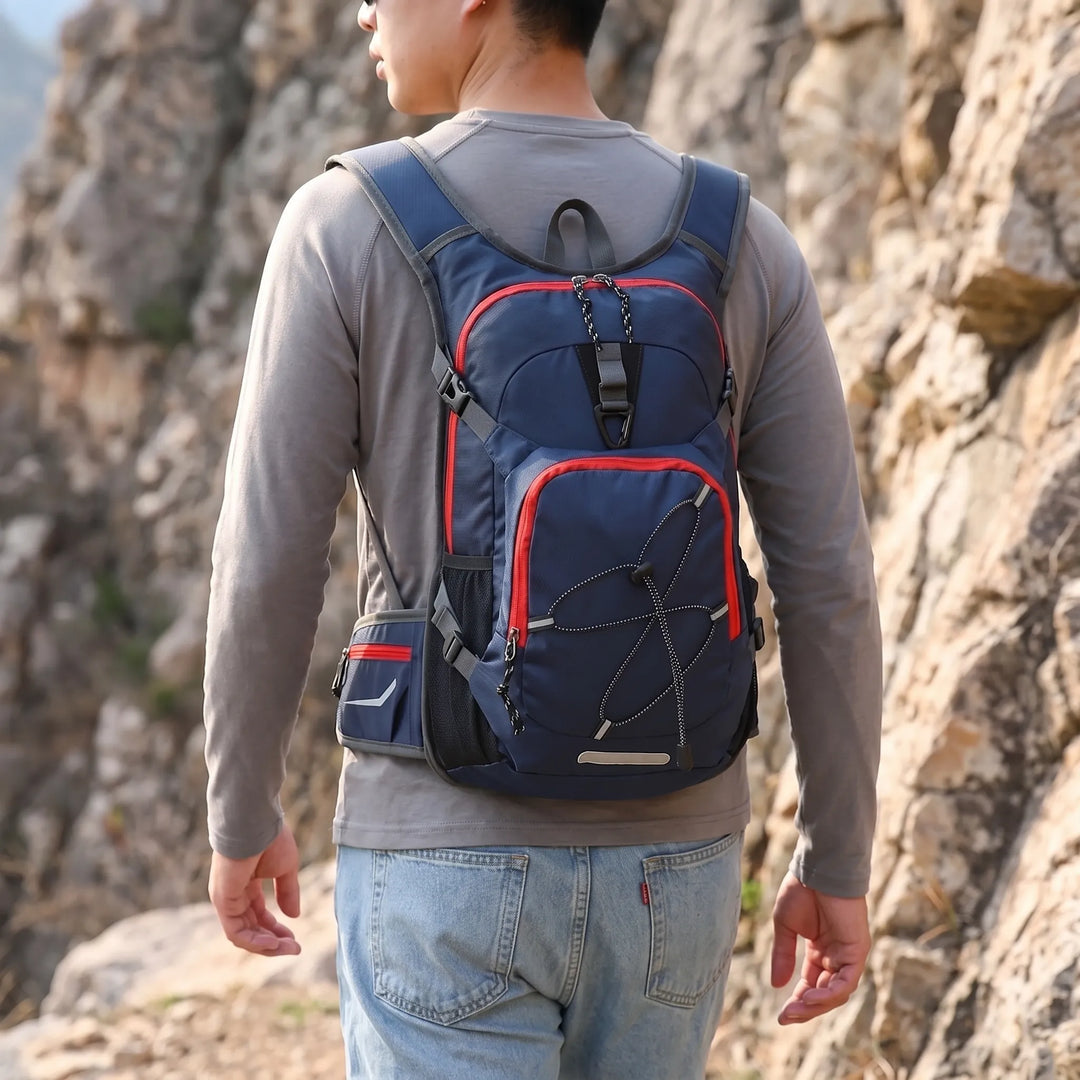Lightweight unisex hydration pack for hiking & cycling adventures, comfortable outdoor daypack.