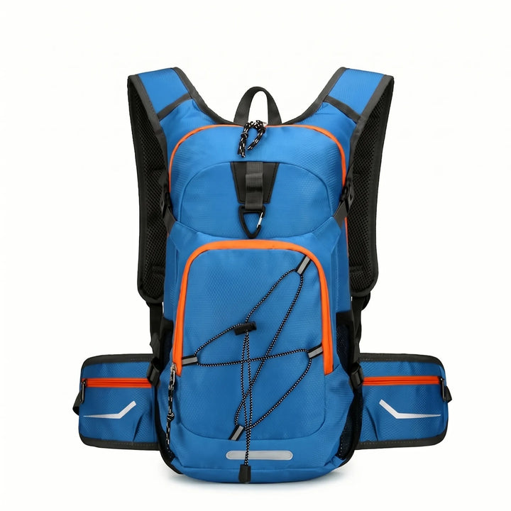 Sleek black lightweight hydration pack for hiking, cycling, and adventure sports, great daypack.