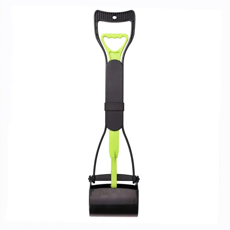 Ergonomic dog poop scoop with extended handle, ideal for pet owners.