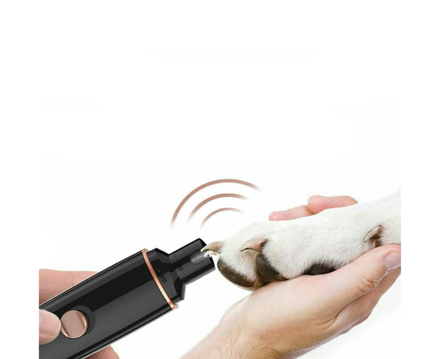 Electric pet nail grinder kit with USB charging cable, designed for quiet and efficient pet nail care