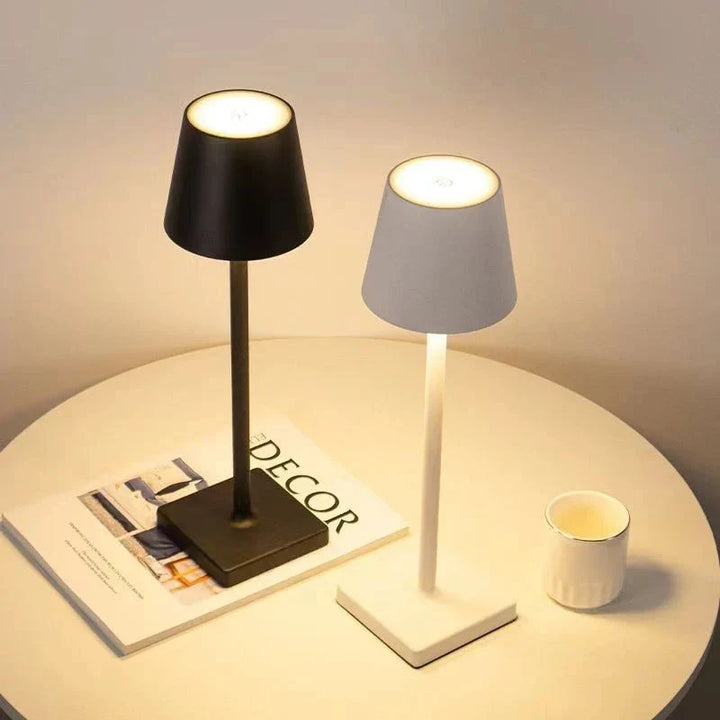 LumiAura portable dimmable LED table lamp, perfect for indoor & outdoor ambiance, wireless & rechargeable.