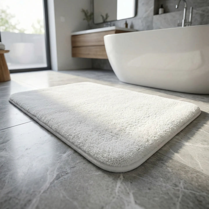 Luxurious extra thick bath mat, plush & soft for ultimate bathroom comfort & stylish home decor.