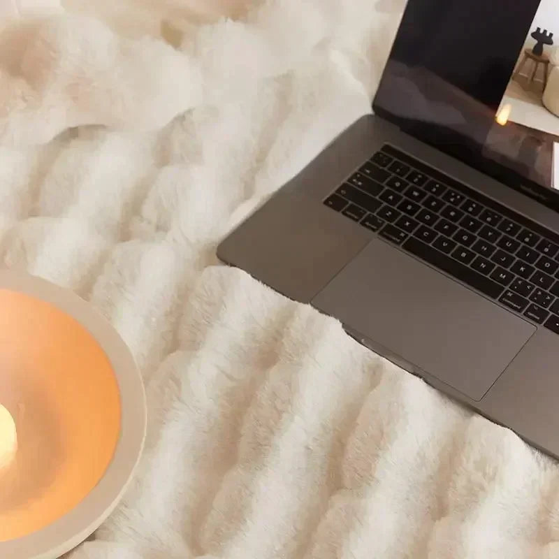 Stylish faux fur throw, a soft, warm, and plush blanket for modern home decor.