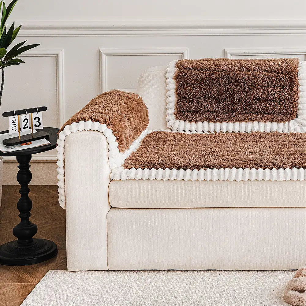 Non-slip couch protector in a rich, deep color, adding a touch of luxury and comfort to home decor.