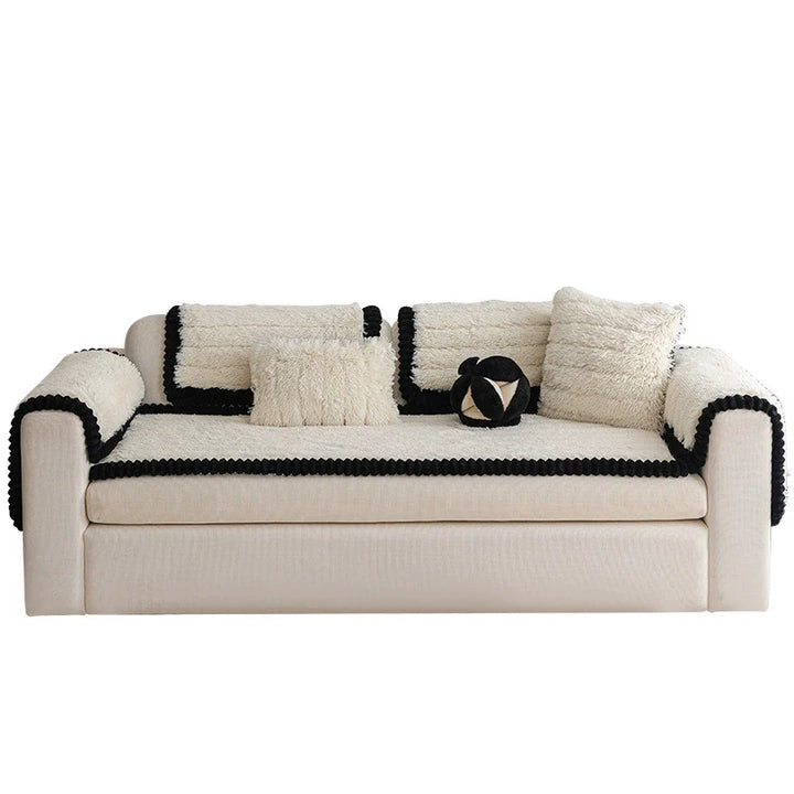Stylish plush sofa cover, pet-friendly and non-slip, an essential home decor item for furniture protection.
