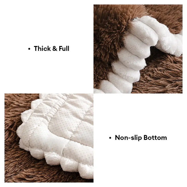 Detailed close-up of the luxurious fluffy plush texture of a non-slip sofa protector, enrichting home decor.