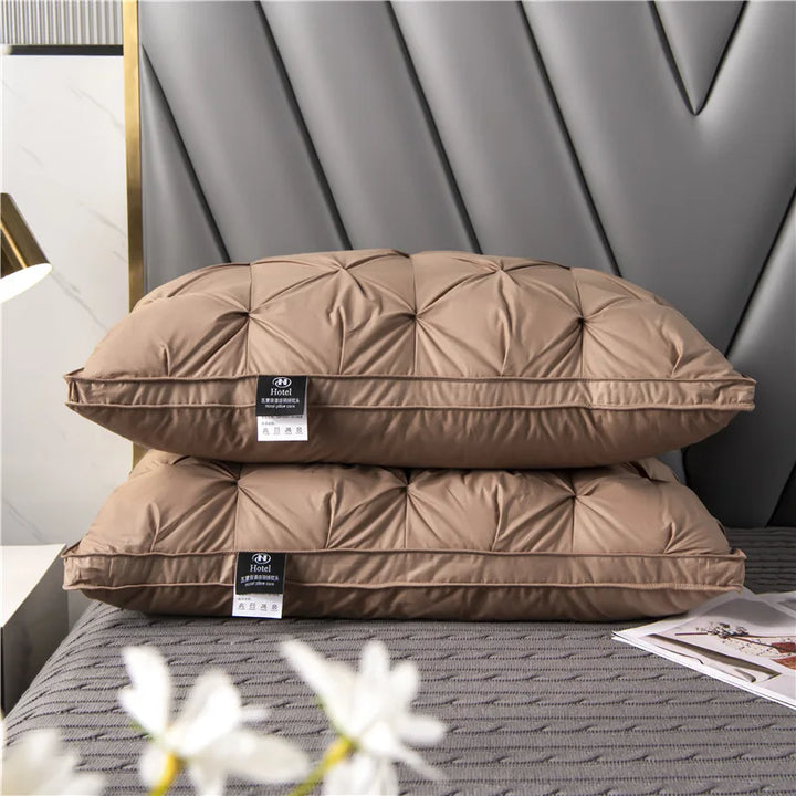 Hotel collection goose down pillow, premium quality for luxurious sleep & neck support. Ultimate comfort.