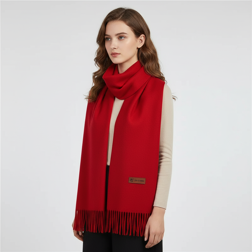 Elegant women's oversized scarf, soft comfort for winter fashion.