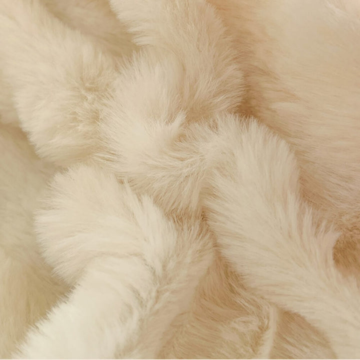 Hypoallergenic faux rabbit fur duvet cover, adding luxury to home decor.