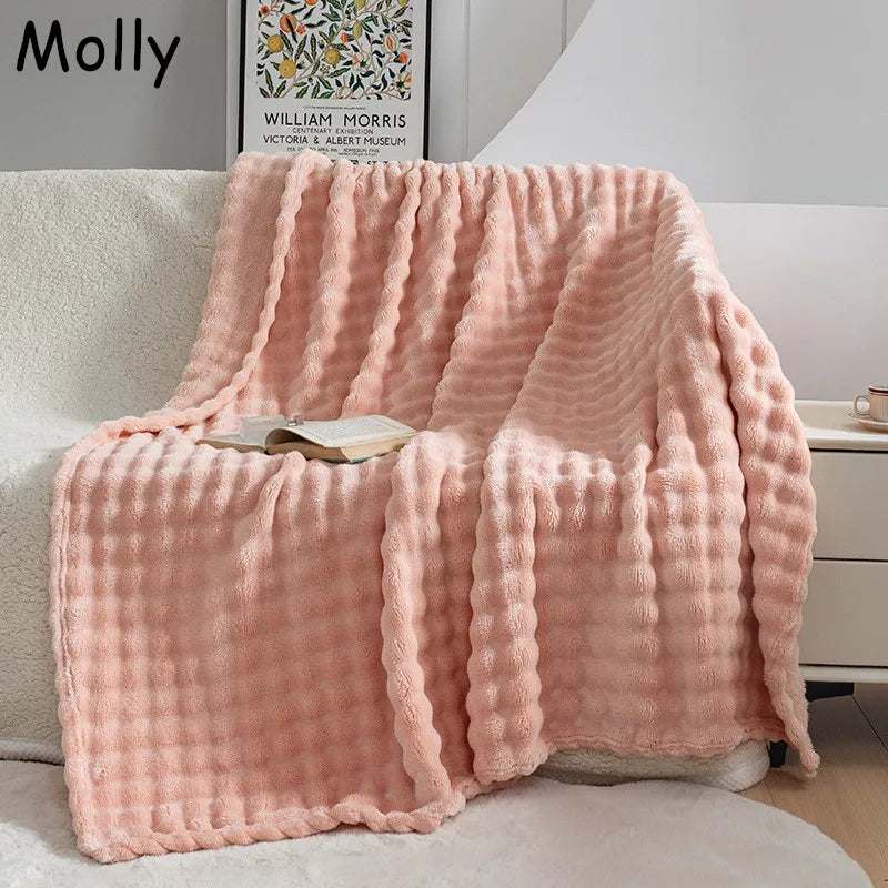 Luxurious soft fleece blanket, ideal for cozy comfort. Plush texture, warm throw for home decor.