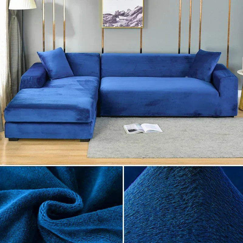 Plush velvet elastic sofa slipcover, enhancing your living room's aesthetic.