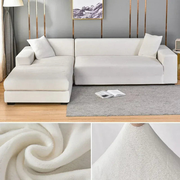 Elegant and practical velvet sofa protector, a smart home decor choice.
