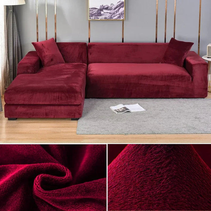 Velvet sofa cover in a luxury stretch design, modern and easy to clean.