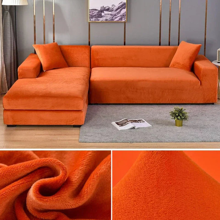 Sofina velvet elastic couch cover, combining luxury, stretch, and protection.